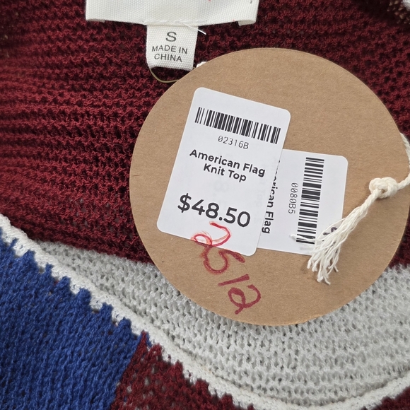 Bibi American Flag Patriotic Knit Top Size Small - Picture 4 of 5